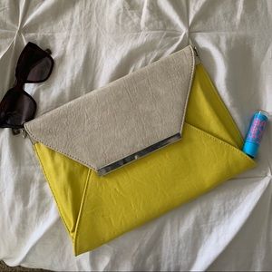 Accent color envelope clutch